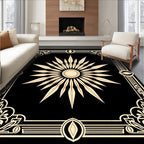 Radiant Ivory Sunburst Art Deco Frame Rug