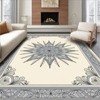 Elaborate Gray Starburst Filigree Frame Rug