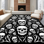 Monochrome Skull Collage Garland Rug