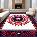 Bold Red White Starburst Medallion Rug