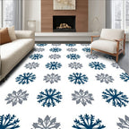 Navy Gray Snowflake Arrangement Rug