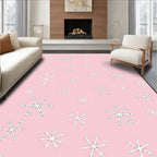 Pink Snowflake Scattered Holiday Background Rug
