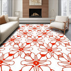 Bold Orange Floral Lattice Rug