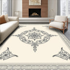 Ornate Ivory Floral Medallion Frame Rug