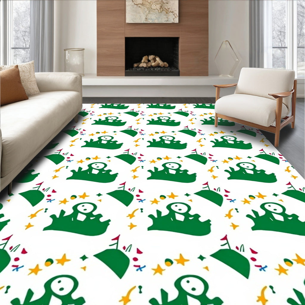 Green Landscape Stars and Flags Rug