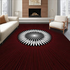 Crimson Radial Burst Flower Rug
