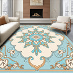 Light Blue Floral Medallion Rug