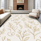 Cream Leafy Branch Swirl Art Rug