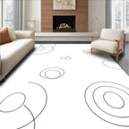 Abstract White Swirling Circles Harmony Rug