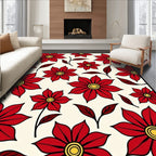 Bold Red Yellow Floral Scatter Rug