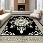 Ornate Black Ivory Mandala Medallion Rug