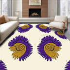Purple Gold Feather Spiral Rug