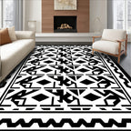 Monochromatic Geometric Tribal Diamond Rug