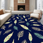 Navy Teal Tan Feather Texture Rug