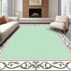 Cream Black Scrollwork Border Mint Rug