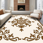 Brown Damask Floral Vintage Rug