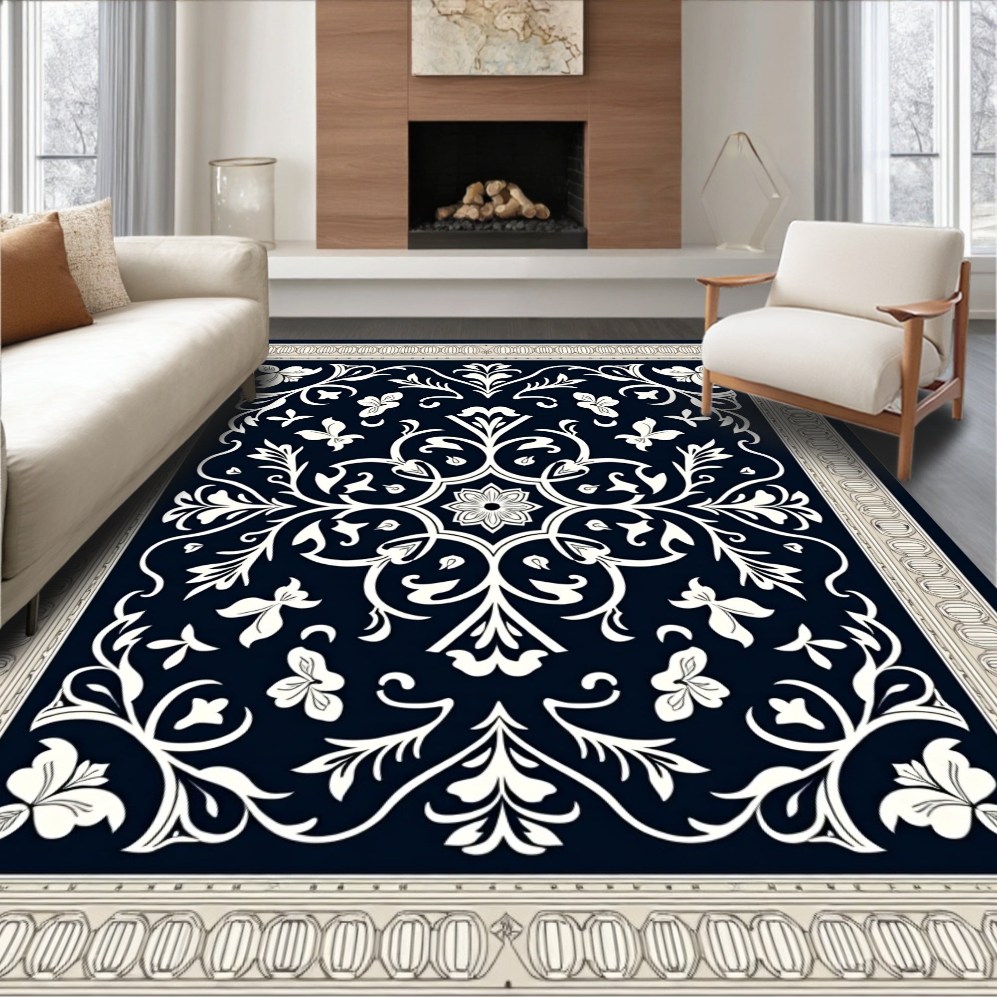 Classic Ivory Floral Arrangement Rug