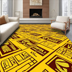 Yellow And Burgundy Graphic Blocks Rug