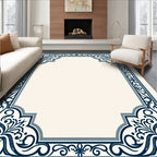 Ornate Navy Blue Vintage Scroll Rug