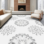 Silver Floral Mandala Medallion Repeating Rug