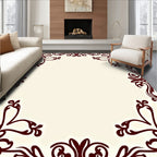 Deep Red Acanthus Swirl Flourish Frame Rug