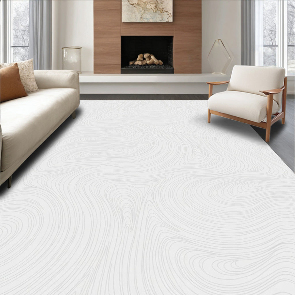 Subtle Gray Swirl Topographic Lines Rug