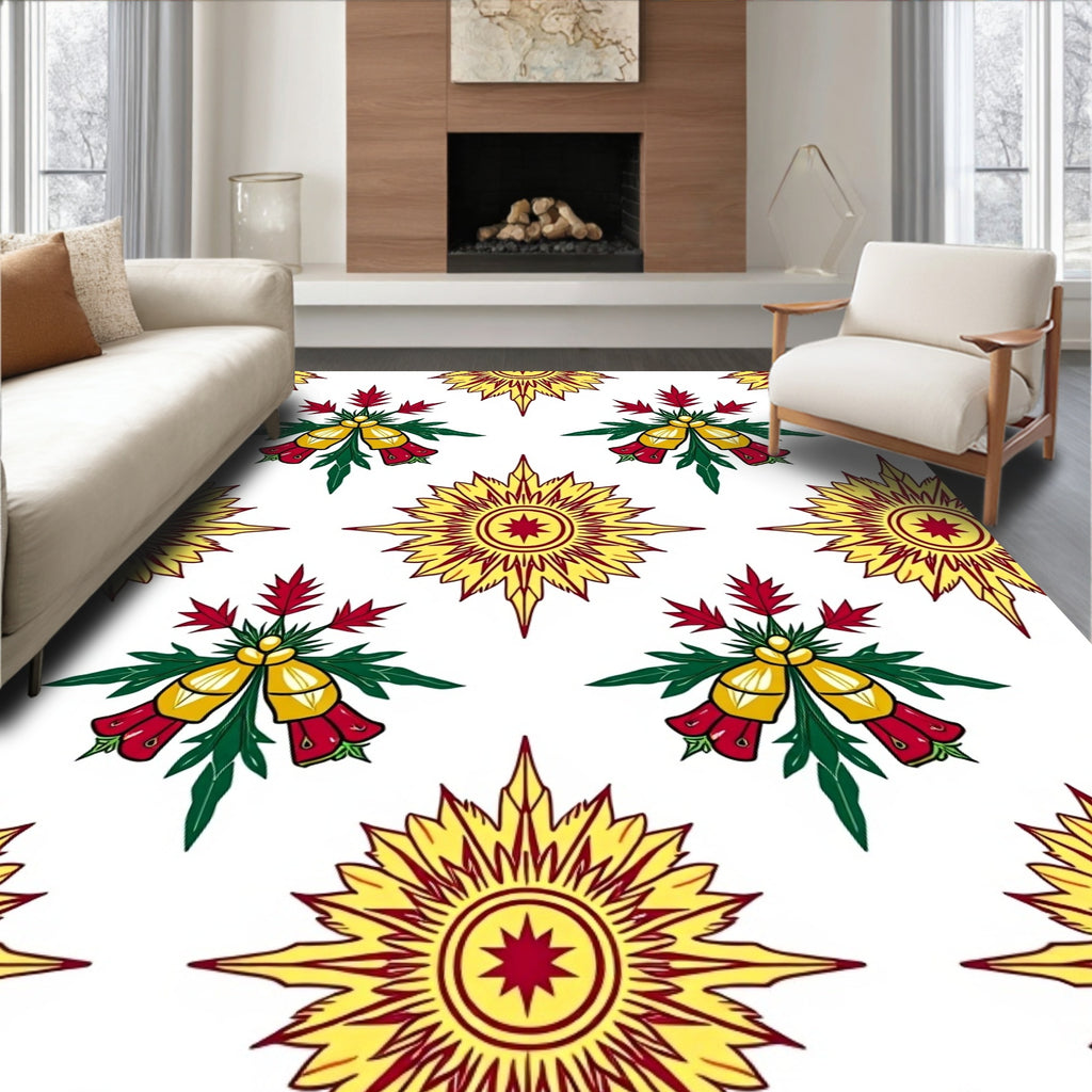 Golden Yellow Starburst Floral Arrangement Rug