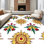 Golden Yellow Starburst Floral Arrangement Rug