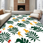 Whimsical Yellow Fauna Green Leafy Rug