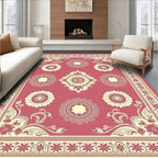 Rose Pink Floral Medallion Frame Rug