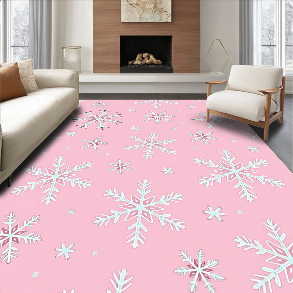 Pink Snowflake Winter Wonder Rug