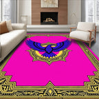 Vibrant Blue Bird Golden Frame Rug