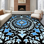 Midnight Azure Floral Medallion Rug