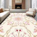 Soft Pink Floral Vine Medallion Rug