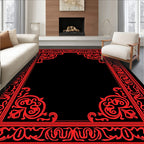 Ornate Red Scrolling Vintage Frame Rug