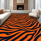 Bold Orange Black Zebra Stripe Rug