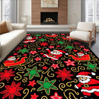 Christmas Santa Sleigh Star Swirl Rug