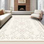 Ornate Cream and Brown Arabesque Rug
