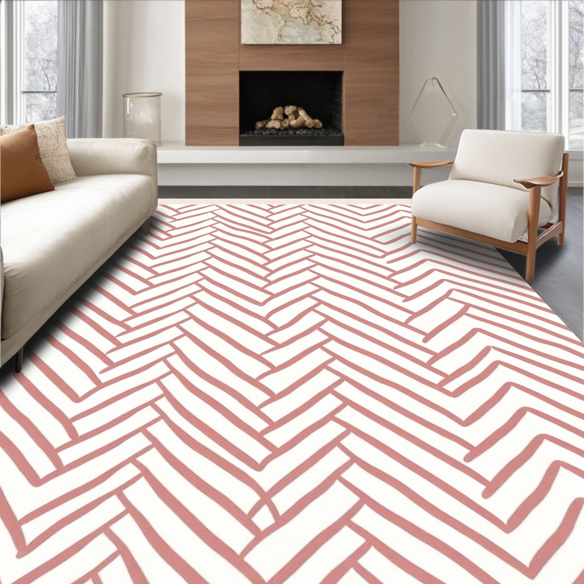 Rose Gold Woven Herringbone Vigor Rug