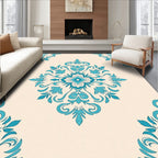 Teal Floral Damask Medallion Rug