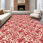 Crimson Swirl Abstract Repeating Pattern Rug