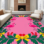 Pink Flamingo Holly Garland Whimsical Rug