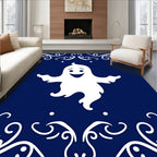 Spooky White Ghost Blue Swirl Frame Rug