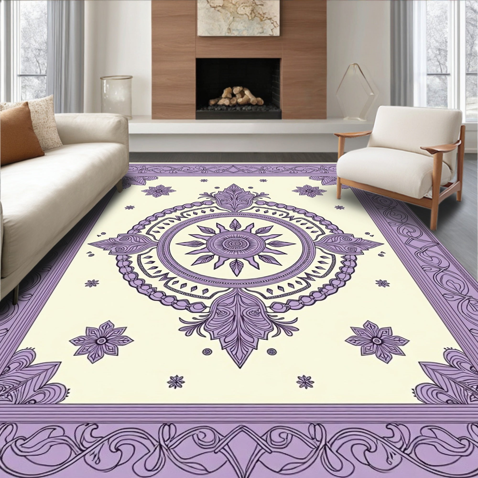 Lavender Sun Mandala Filigree Rug