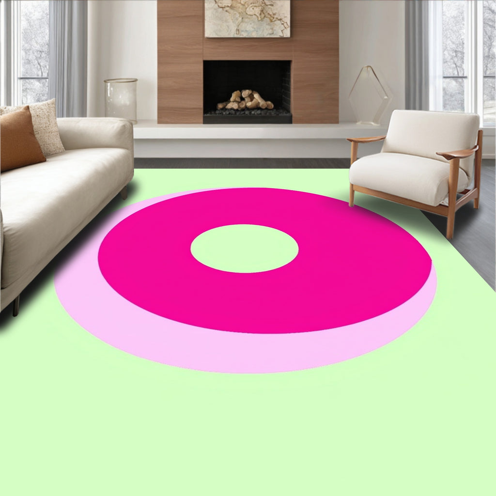 Vivid Pink Double Circle Overlay Rug