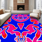 Vibrant Blue Pink Red Abstract Symmetry Rug