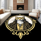 Victorian Feline Portrait Golden Frame Rug