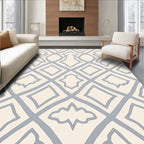 Soft Blue Lattice Arabesque Rug