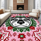 Pink Floral Dog Centered Mandala Rug