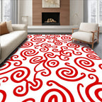 Bold Red Whimsical Swirl Rug
